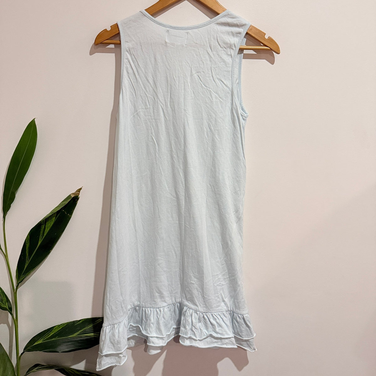 Lower Pale Blue Logo Ruffle Hem Tank Dress Size M