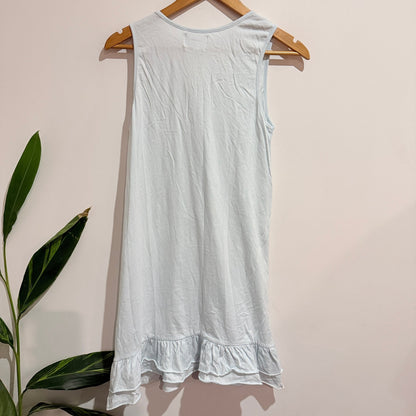 Lower Pale Blue Logo Ruffle Hem Tank Dress Size M