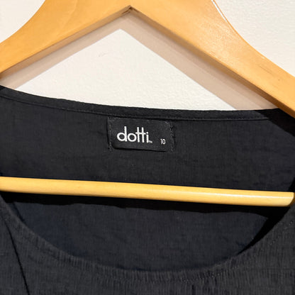 Dotti Black Tie Back Balloon Sleeve Top Size 10