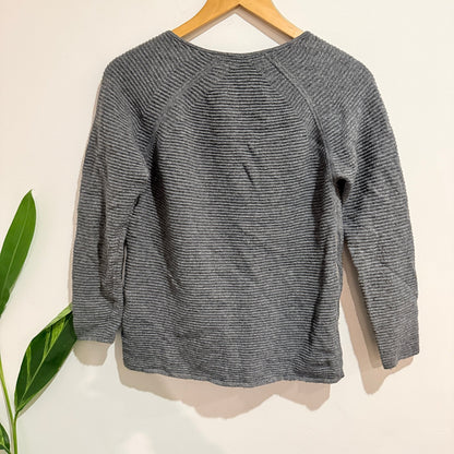 Country Road Grey Ribbed V-Neck Side Zip Jumper Size XS