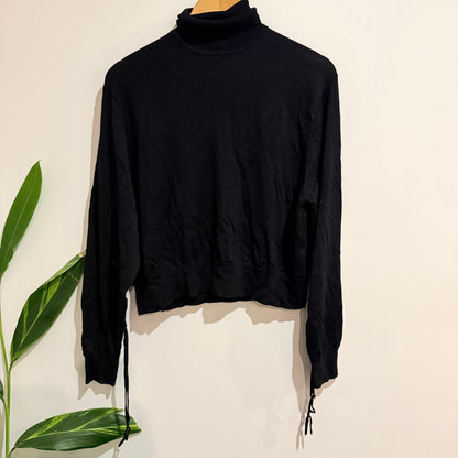 JW Anderson x Uniqlo Black Wool Turtleneck Jumper with Tie Cuffs Size S