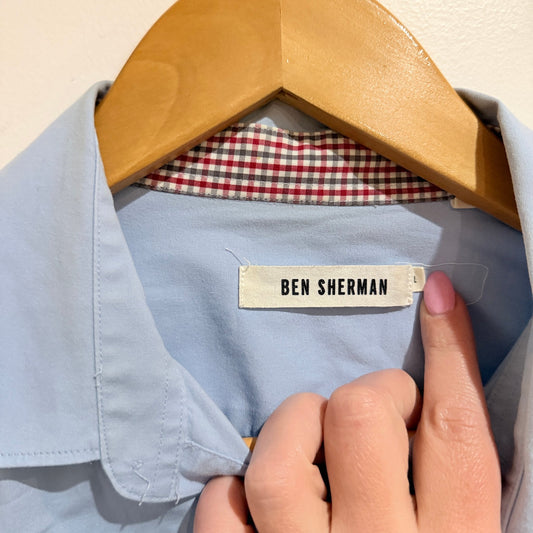 Ben Sherman Light Blue Shirt with Gingham Trim Size L