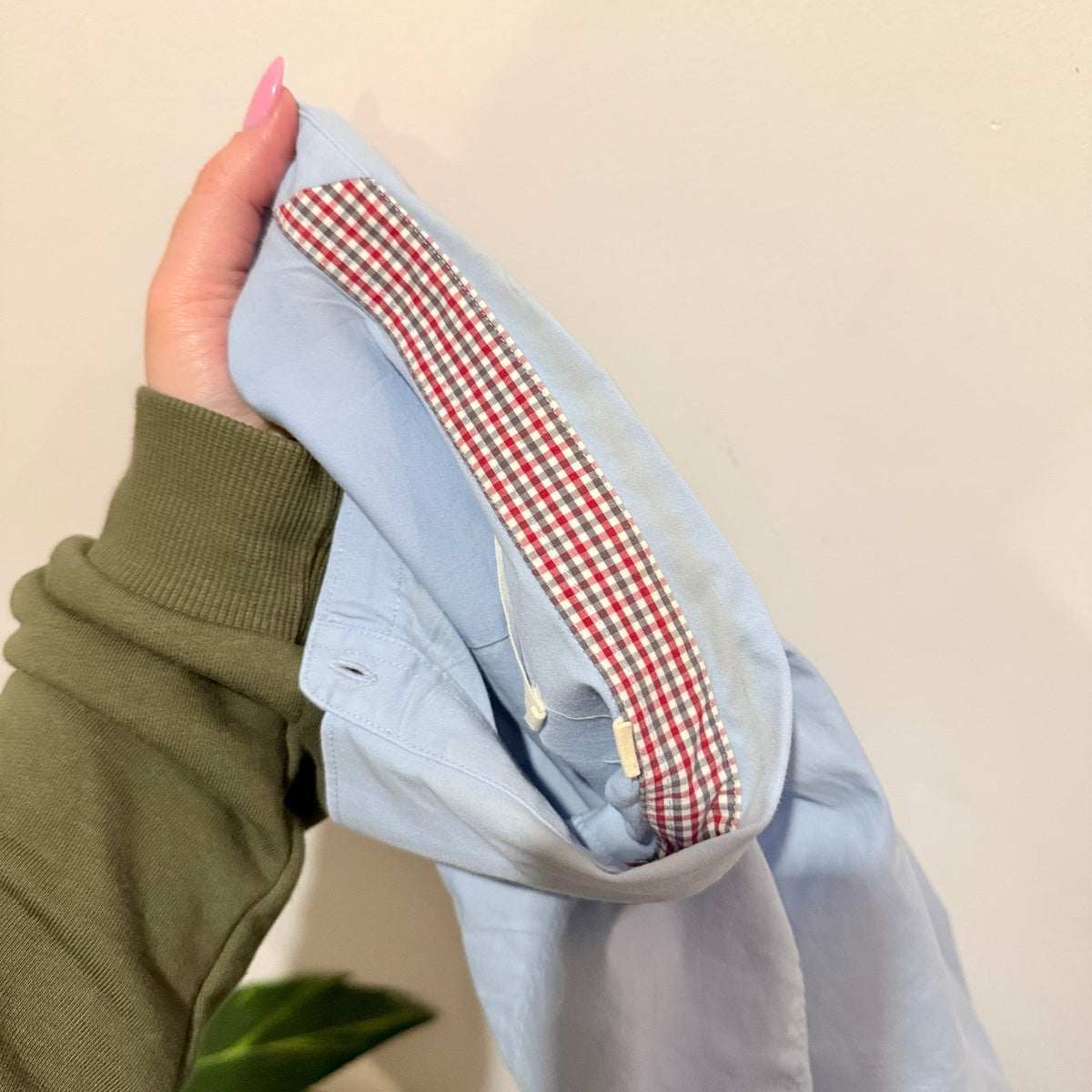 Ben Sherman Light Blue Shirt with Gingham Trim Size L