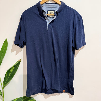 Barkers Navy Dot Print Polo Shirt Size L