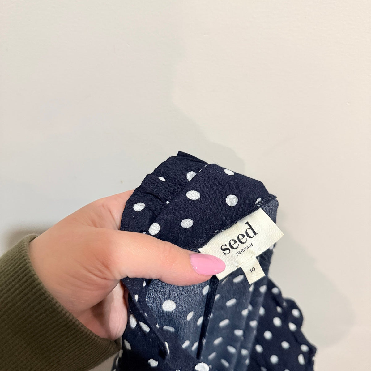 Seed Heritage Navy Polka Dot Tie Waist Pants Size 10