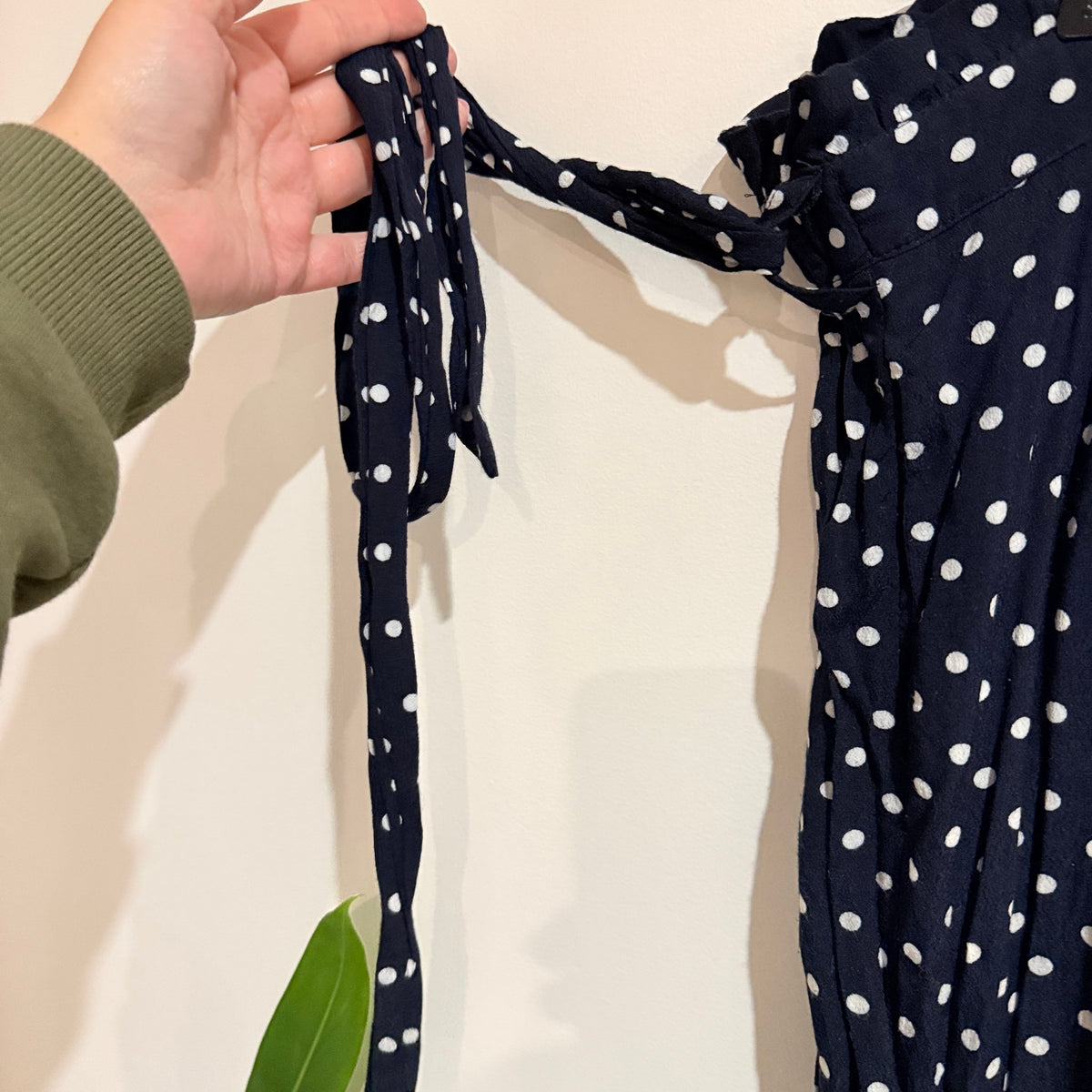 Seed Heritage Navy Polka Dot Tie Waist Pants Size 10