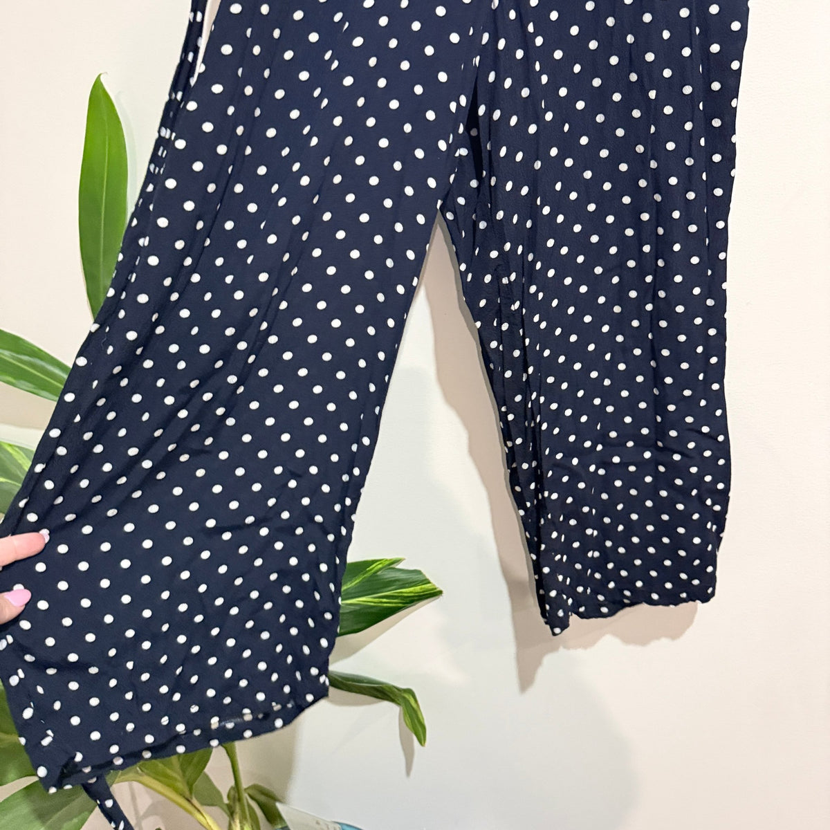 Seed Heritage Navy Polka Dot Tie Waist Pants Size 10