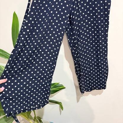 Seed Heritage Navy Polka Dot Tie Waist Pants Size 10