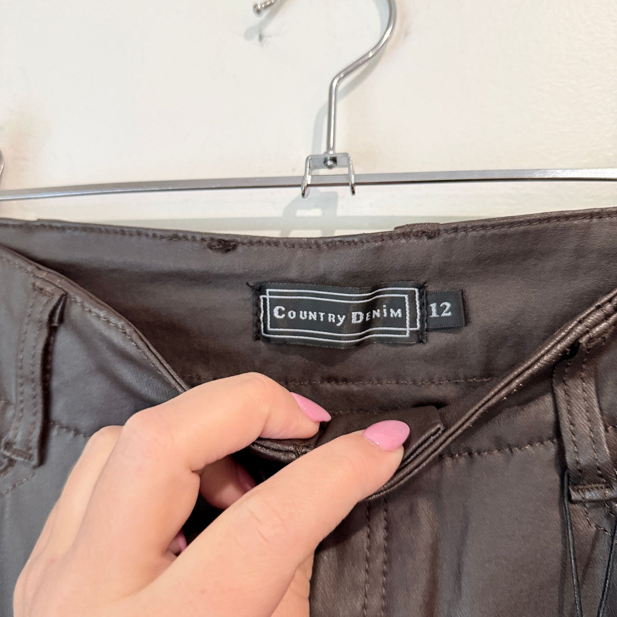 Country Denim Australia Brown Coated Pants - Size 12