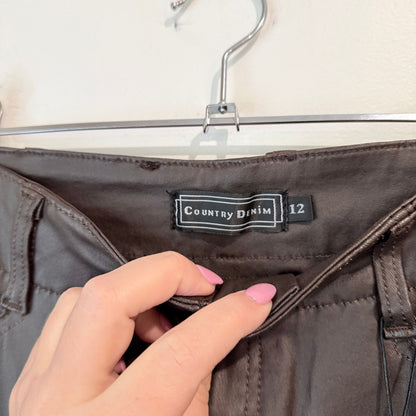 Country Denim Australia Brown Coated Pants - Size 12