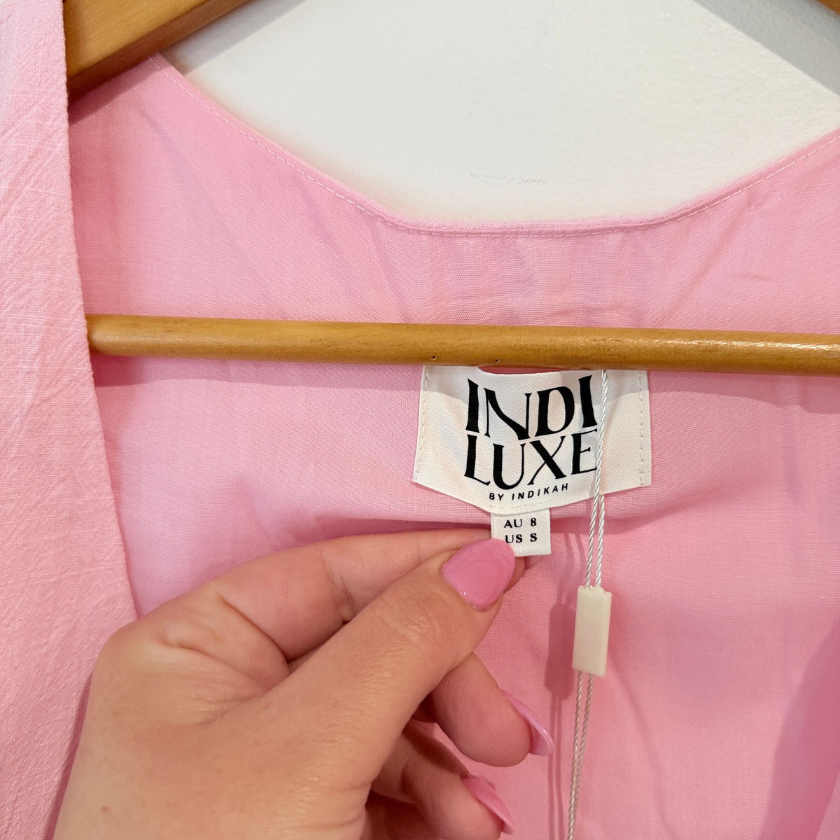 Indi Luxe Rosewater Pink Peplum Top - AU 8