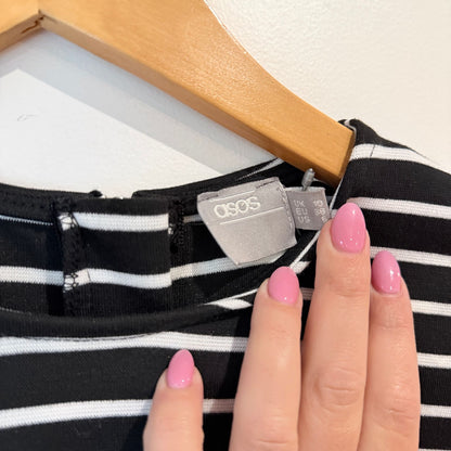 ASOS Black and White Striped Dress - UK 10