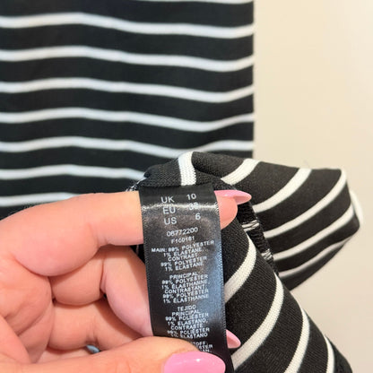 ASOS Black and White Striped Dress - UK 10