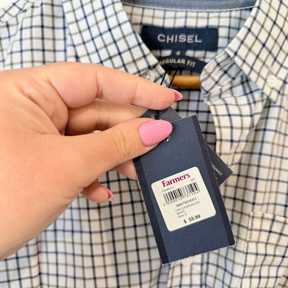 Chisel White and Navy Check Shirt - Size S