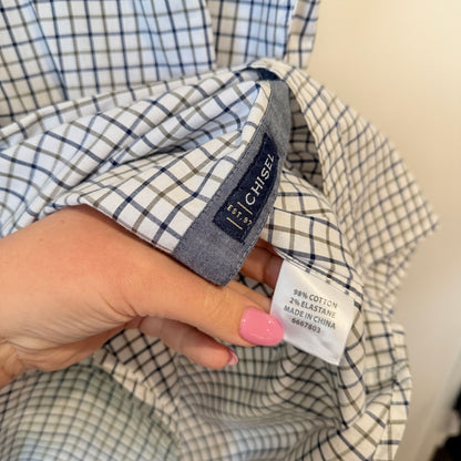 Chisel White and Navy Check Shirt - Size S