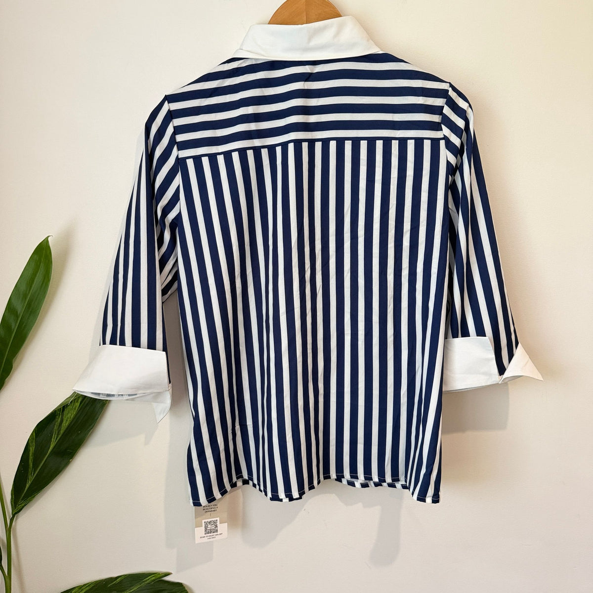 Right Tec Navy and White Striped Shirt - Size M