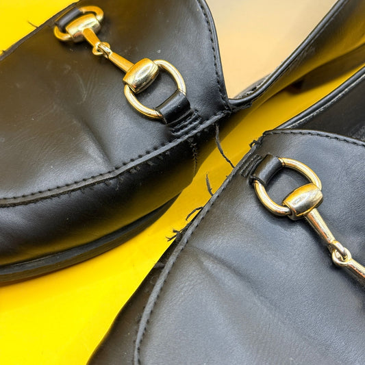 Anko Black Loafers with Gold-Tone Detail - Size 8