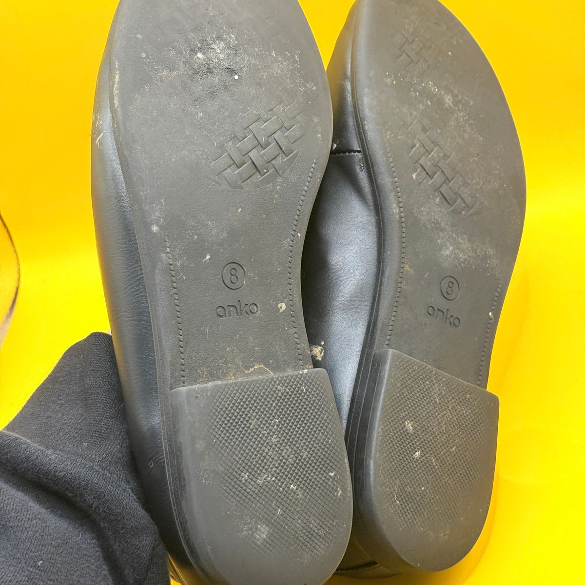 Anko Black Loafers with Gold-Tone Detail - Size 8
