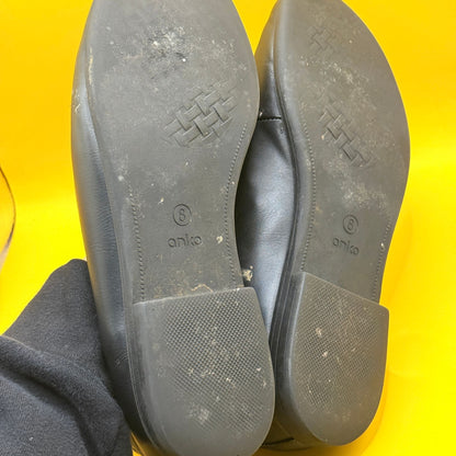 Anko Black Loafers with Gold-Tone Detail - Size 8