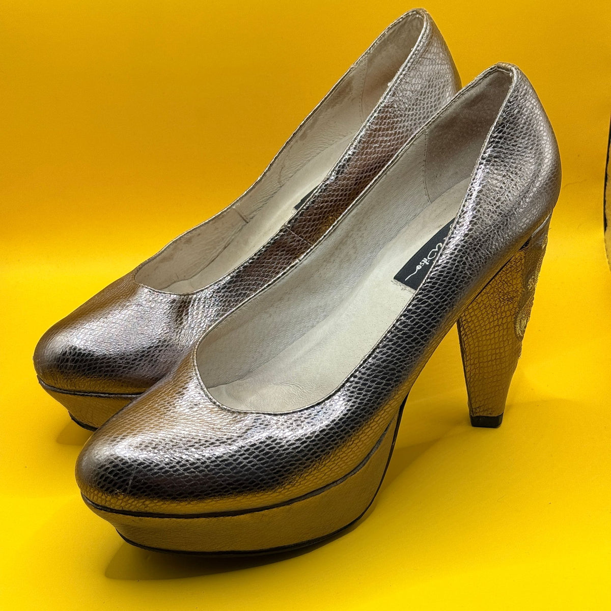 Kathryn Wilson Metallic Platform Court Shoes - Size 41