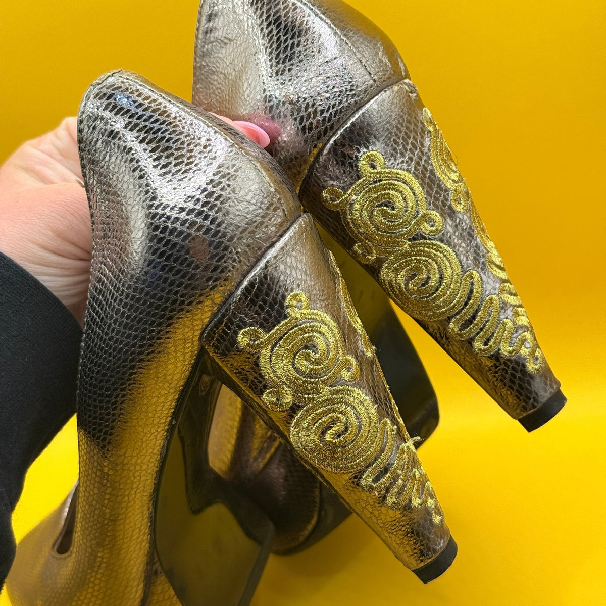 Kathryn Wilson Metallic Platform Court Shoes - Size 41