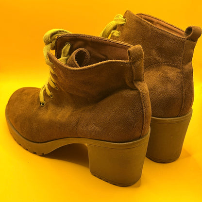 Garage Brown Lace-Up Heeled Ankle Boots - Size 10
