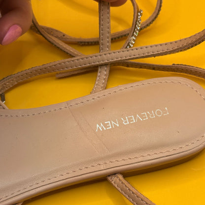 Forever New Hannah Blush Diamante Wrap Flats - Size 36