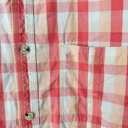 French Connection Pink & White Check Slim Shirt Size XXL