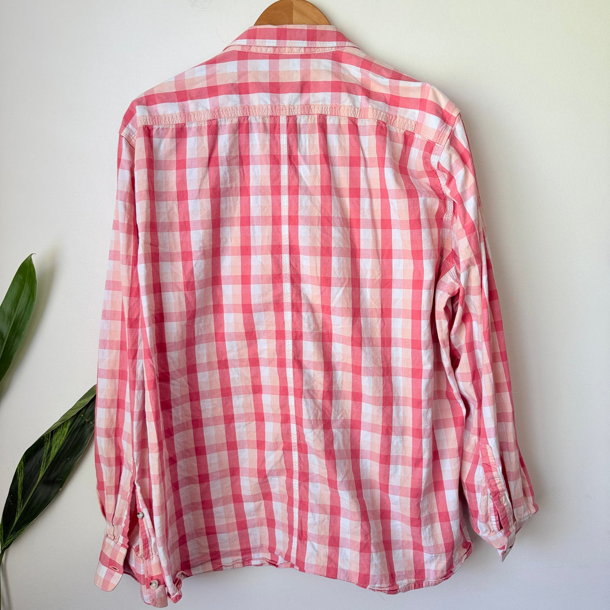 French Connection Pink & White Check Slim Shirt Size XXL