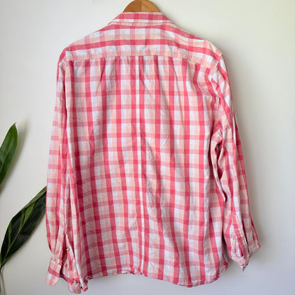 French Connection Pink & White Check Slim Shirt Size XXL