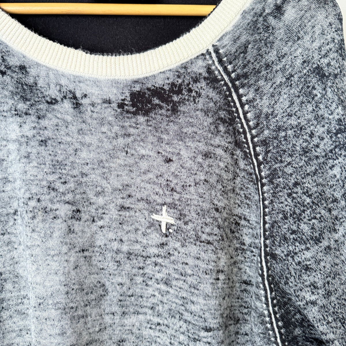 Federation Grey & Black Space Dye Crew Neck Knit Long Jumper Size XXL