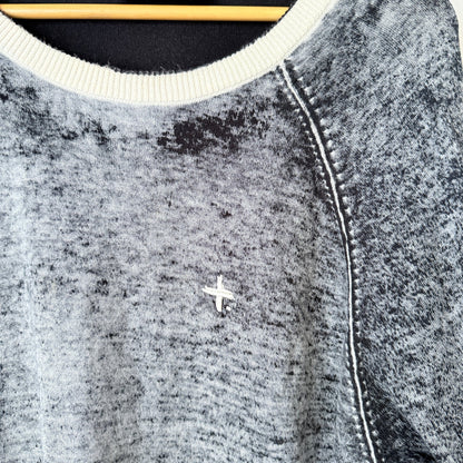 Federation Grey & Black Space Dye Crew Neck Knit Long Jumper Size XXL