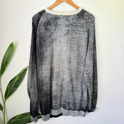 Federation Grey & Black Space Dye Crew Neck Knit Long Jumper Size XXL