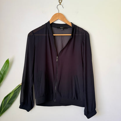 Max Navy Sheer Zip Up Bomber Jacket Size S