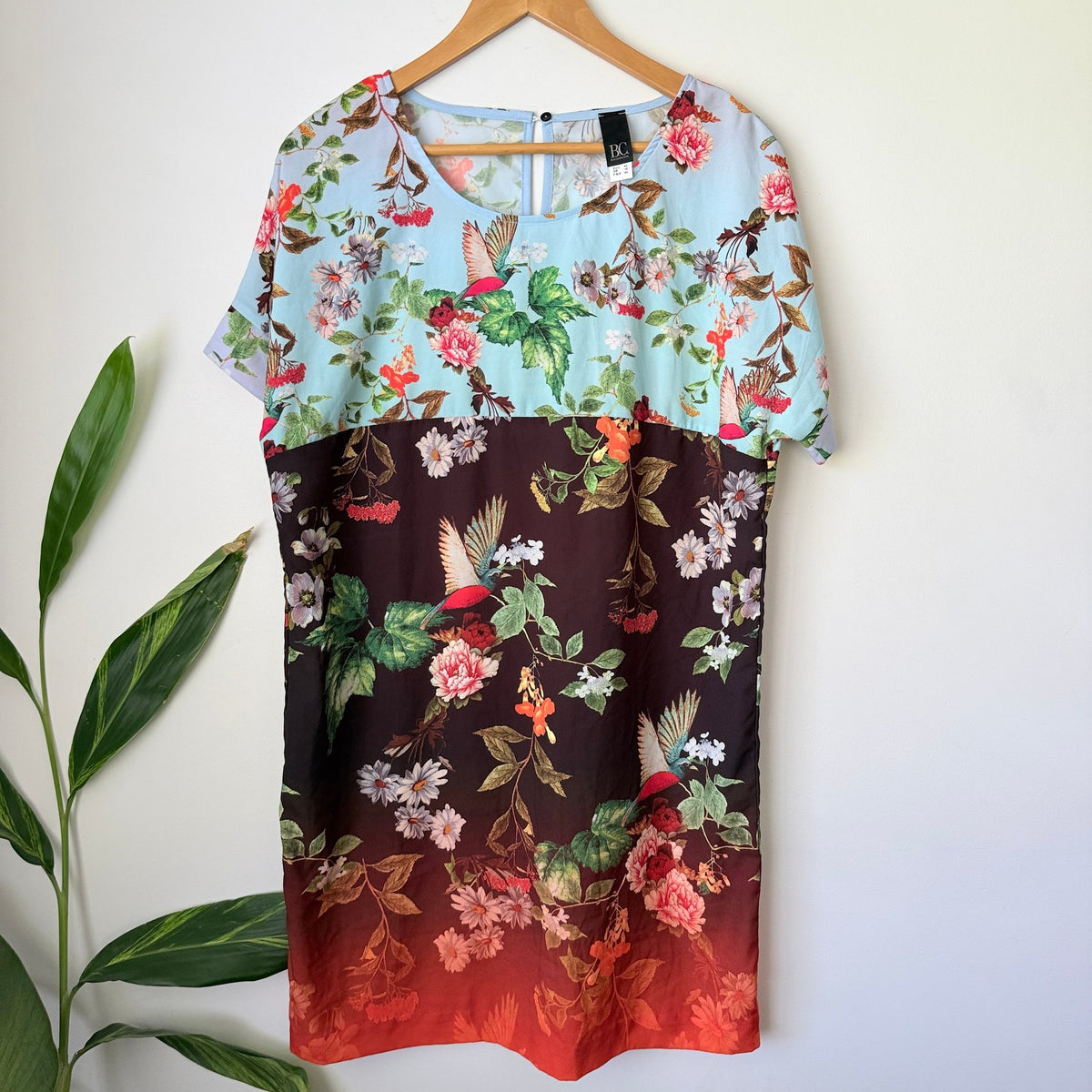 BC Best Connections Floral Bird Print Shift Dress Size 16
