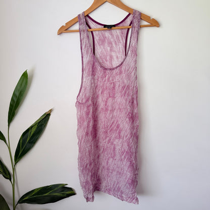 Moochi Purple & White Stripe Silk Racerback Tank Dress Size 12