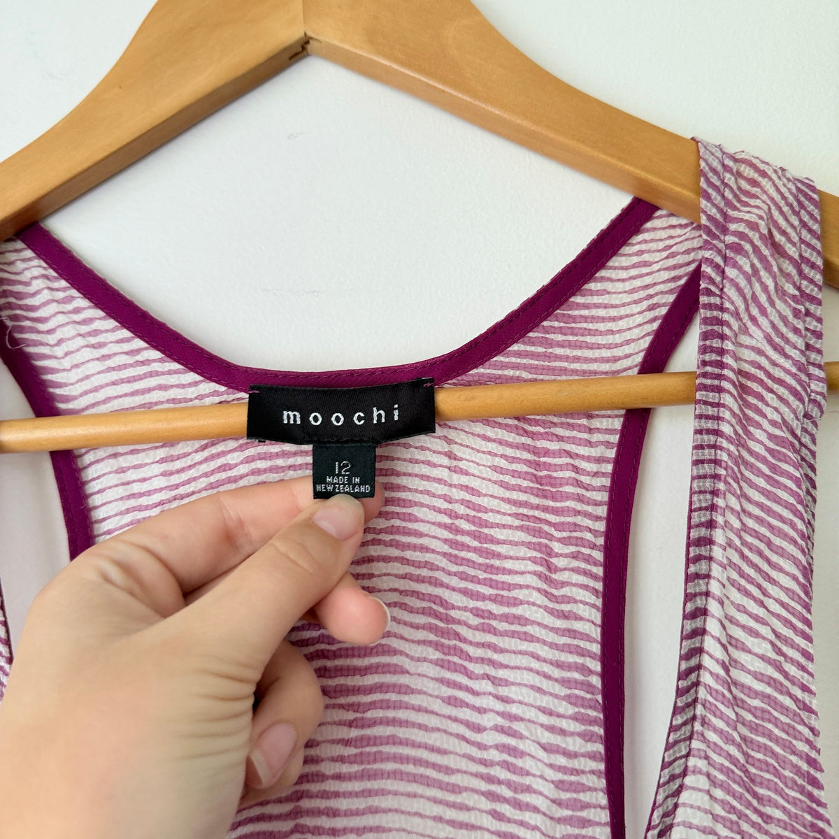 Moochi Purple & White Stripe Silk Racerback Tank Dress Size 12
