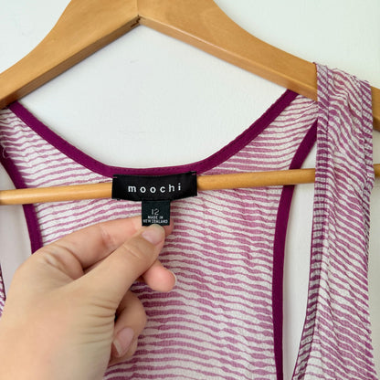 Moochi Purple & White Stripe Silk Racerback Tank Dress Size 12