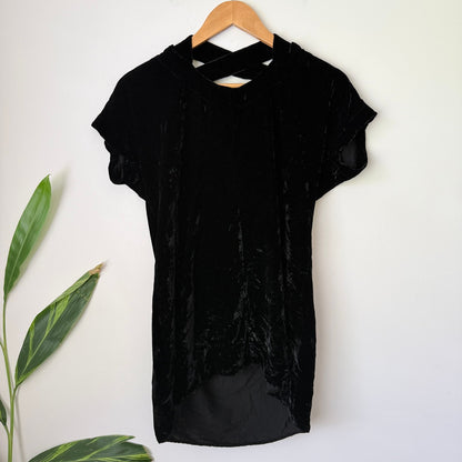 Liam Black Velvet Cross Back Top Size 8