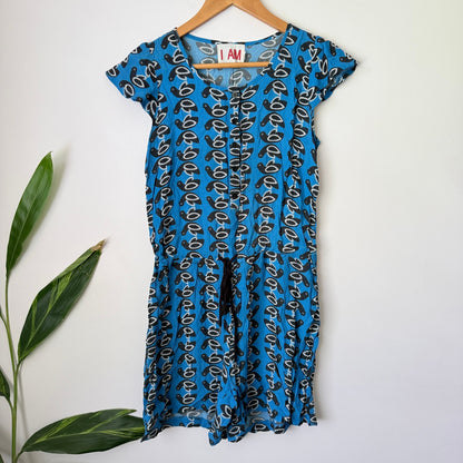 I AM by Andrea Moore Blue Bird Print Playsuit Size 10