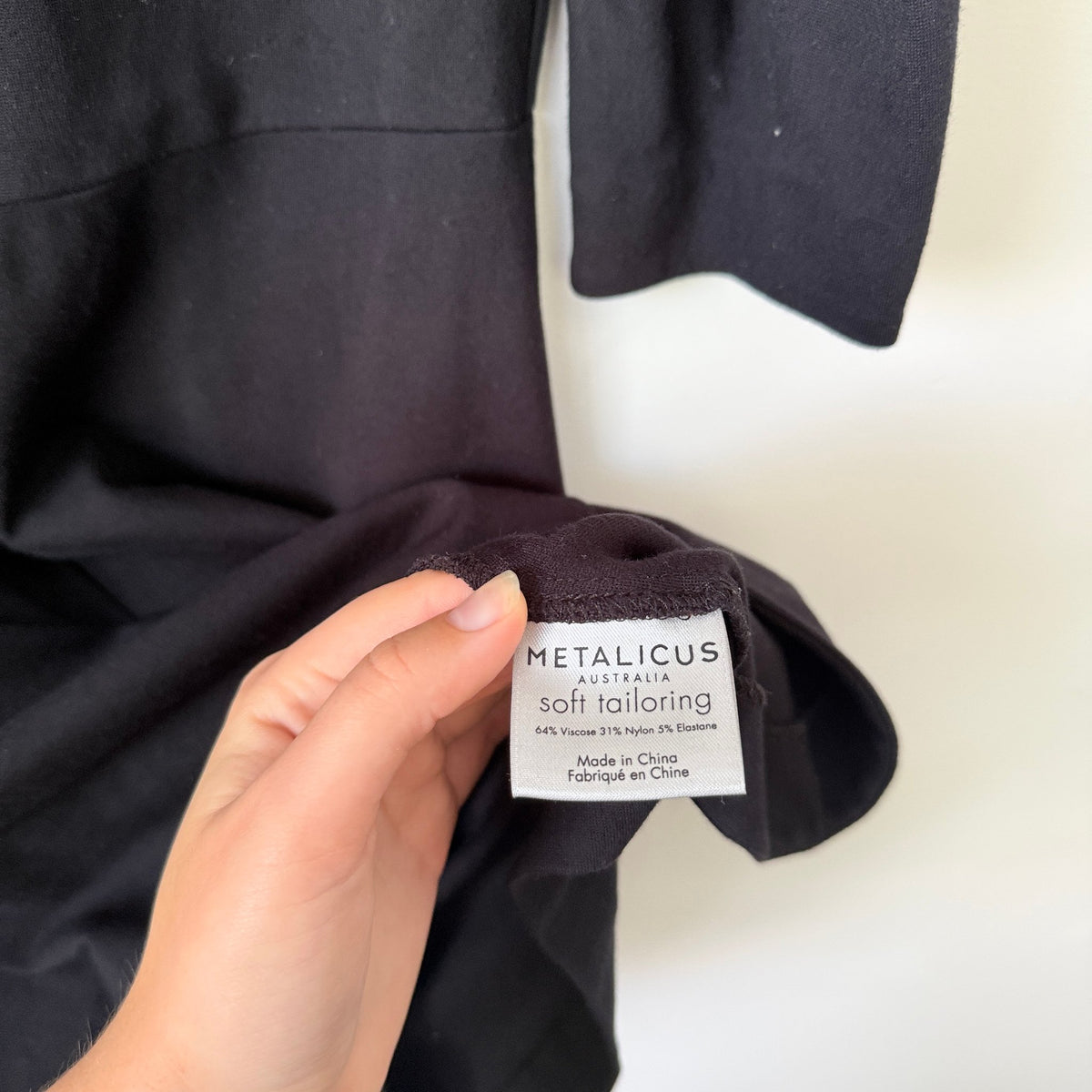 Metalicus Black Soft Tailoring 3/4 Sleeve Dress Size XS/S