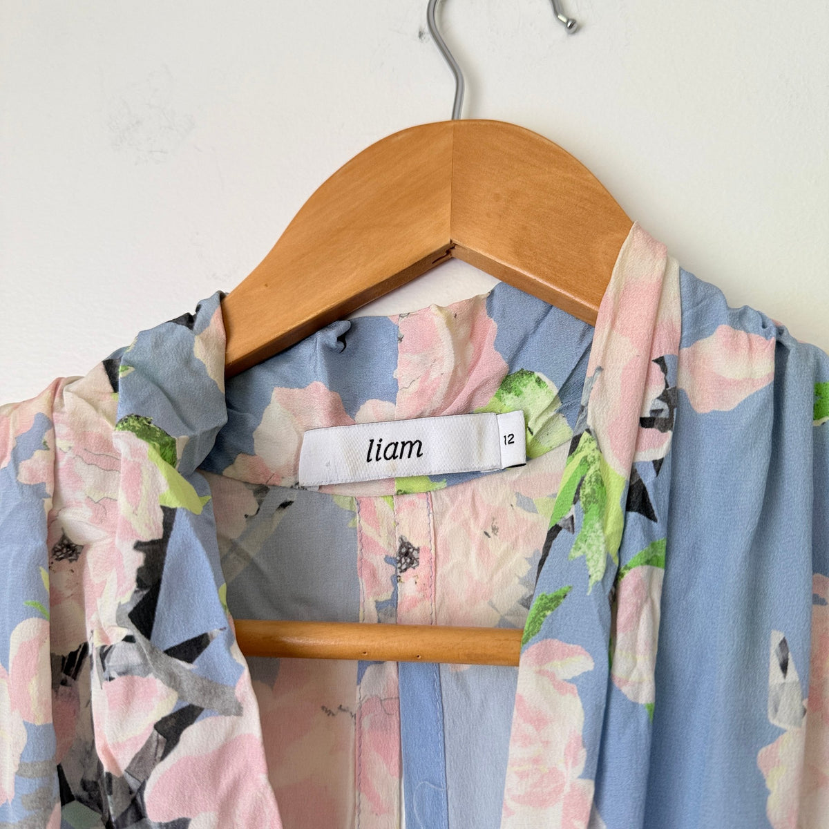 Liam Blue & Pink Floral Silk Sleeveless Dress Size 12