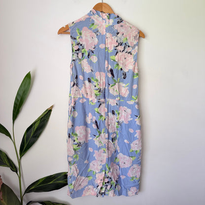 Liam Blue & Pink Floral Silk Sleeveless Dress Size 12