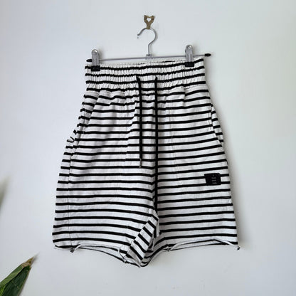 Thing Thing Black & White Stripe Drawstring Shorts Size 28