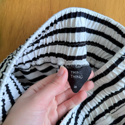 Thing Thing Black & White Stripe Drawstring Shorts Size 28