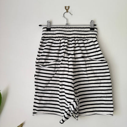 Thing Thing Black & White Stripe Drawstring Shorts Size 28