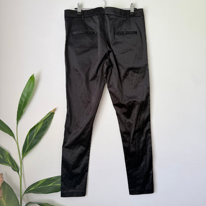 Knuefermann Black Satin Slim Leg Pants Size 10