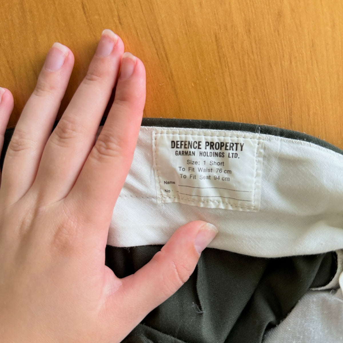 NZ Defence Olive Military Trousers Size 1 Short | Waist 76cm