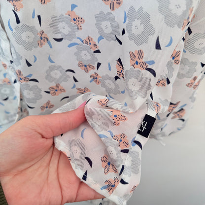 KILT White Floral Print Long Sleeve Blouse Size U/Arm to U/Arm 52cm
