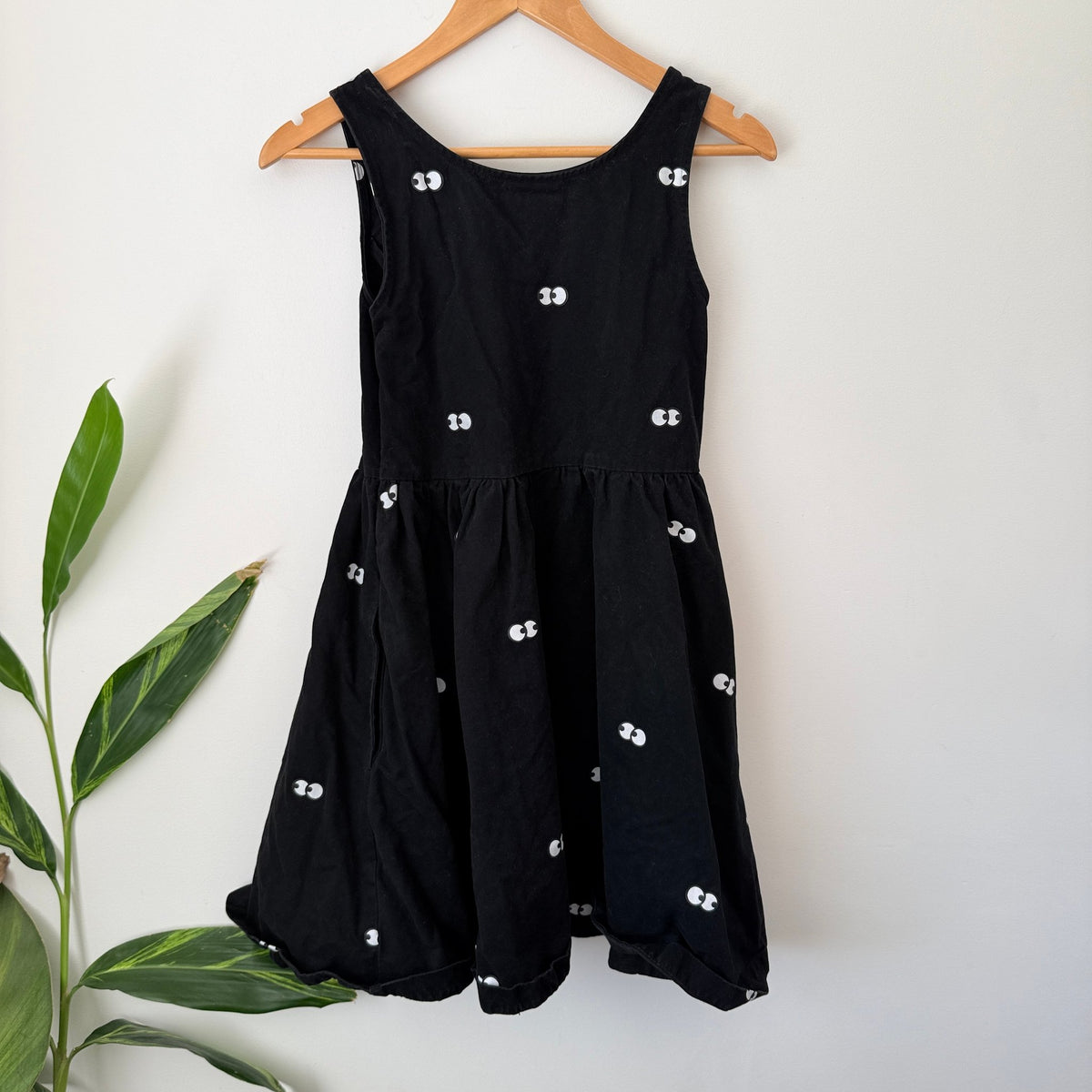 Lazy Oaf Black Embroidered Eyes Skater Dress Size XS